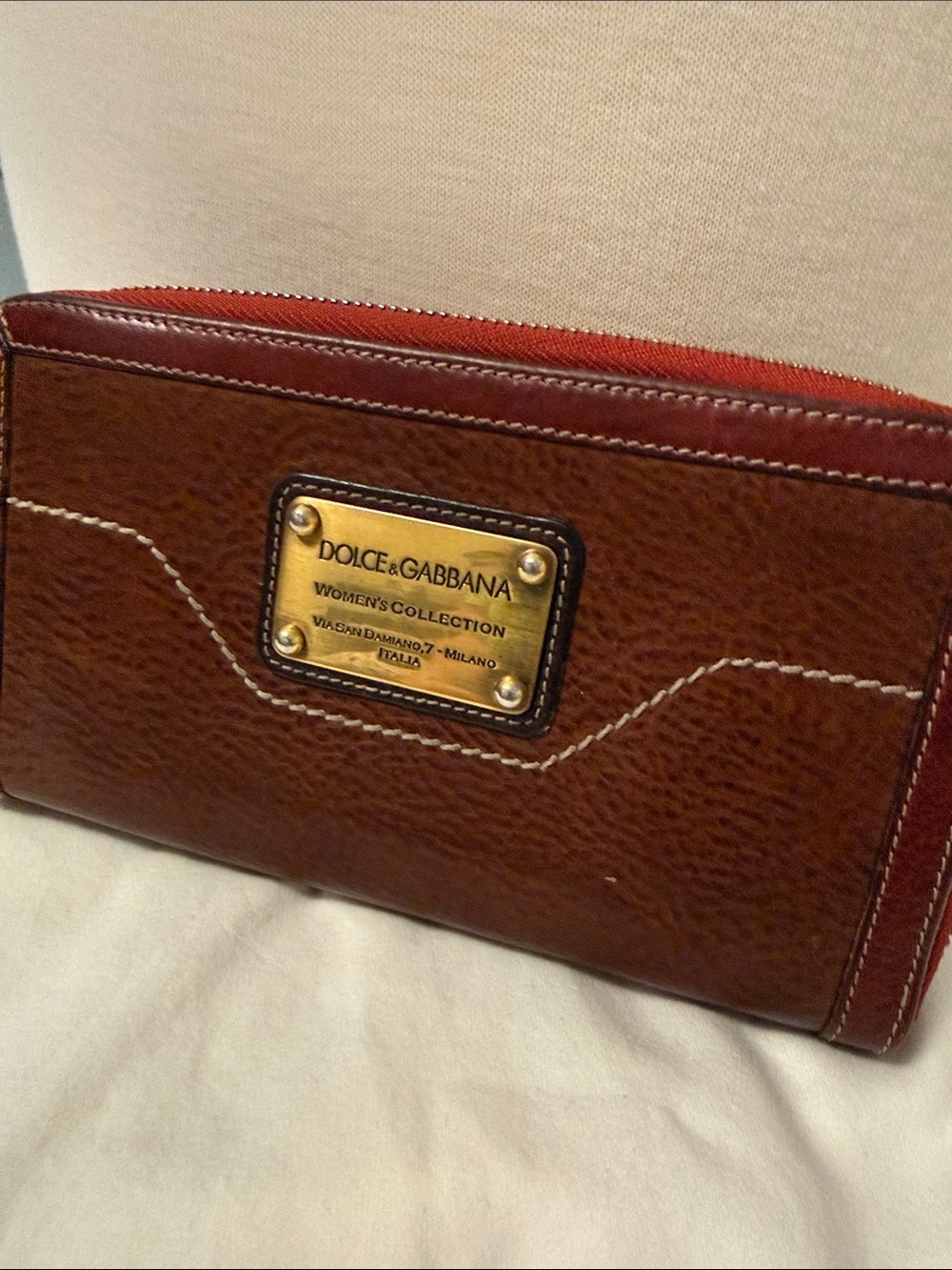 Dolce and Gabbana Continental Zip Wallet Brown Leather Italy